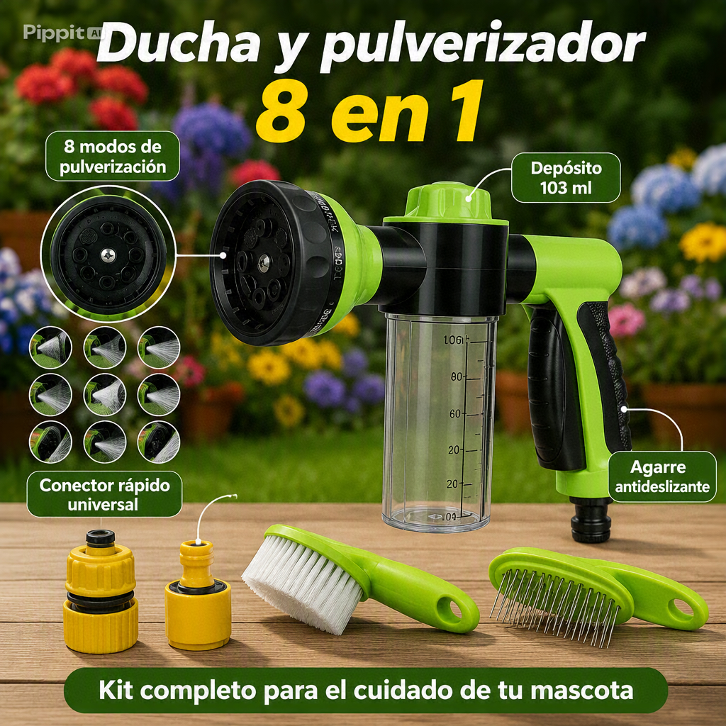 Ducha y Pulverizador 8 en 1 para Mascotas
